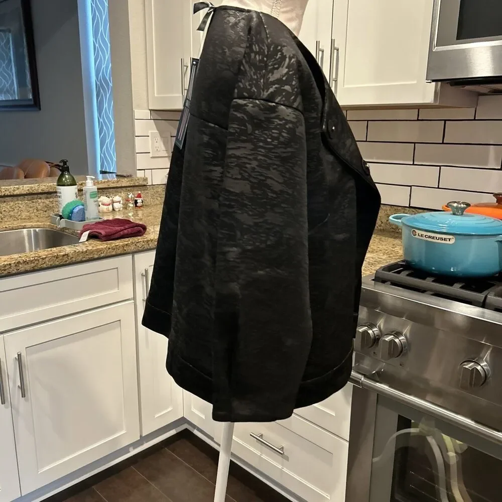 Marla Wynne Textured Jacquard Women’s Kimono Jacket size XL Black Collarless